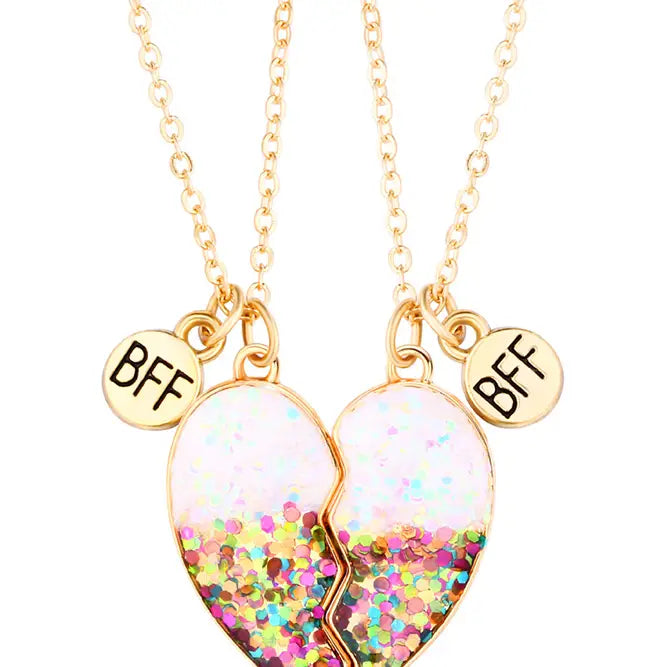 BFF Glitter Heart Necklaces