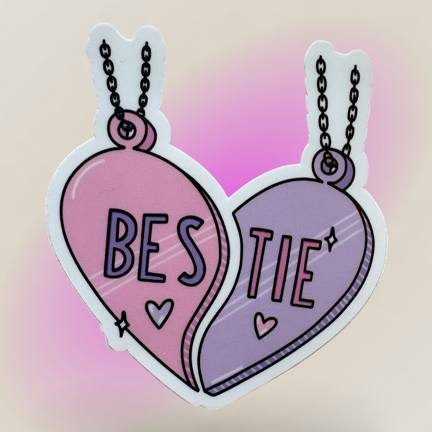 Bestie Hearts Waterproof Sticker