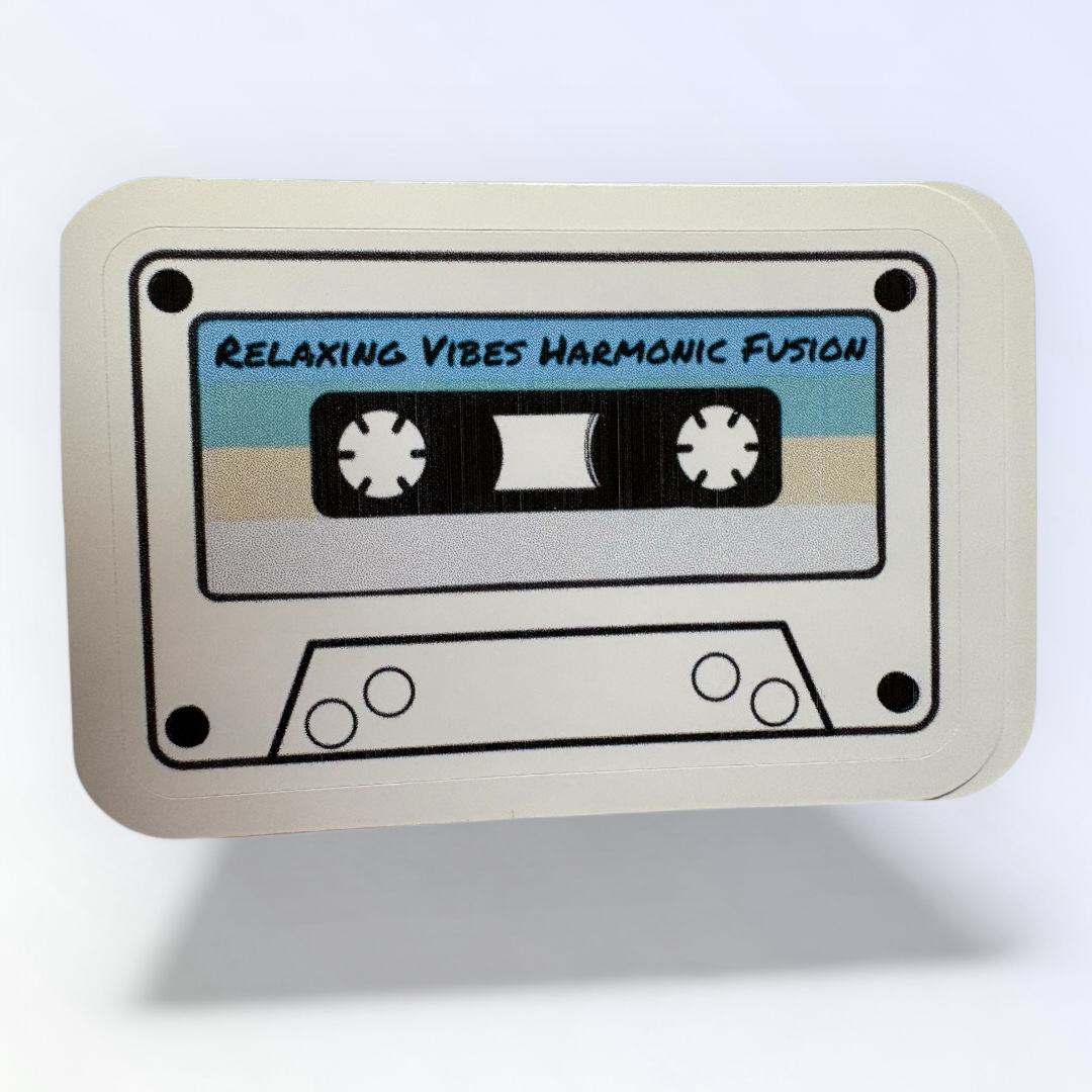 Retro Cassette Tape - Relaxing Vibes Harmonic Fusion Waterproof Sticker