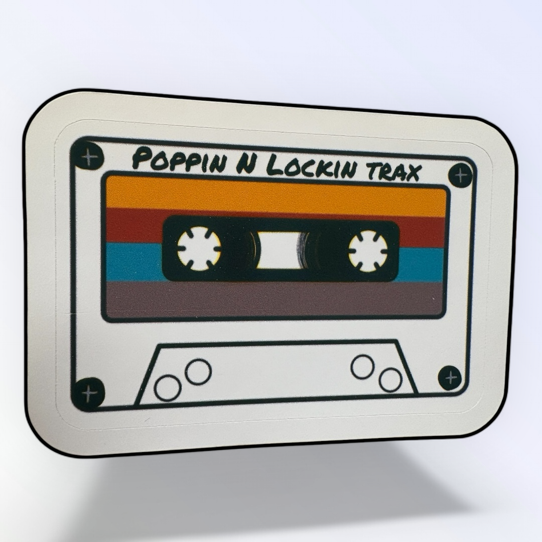 Retro Cassette Tape - Poppin N Lockin Trax Waterproof Sticker