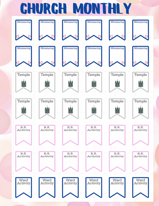 Planner Sticker Sheet Church Monthly (various)