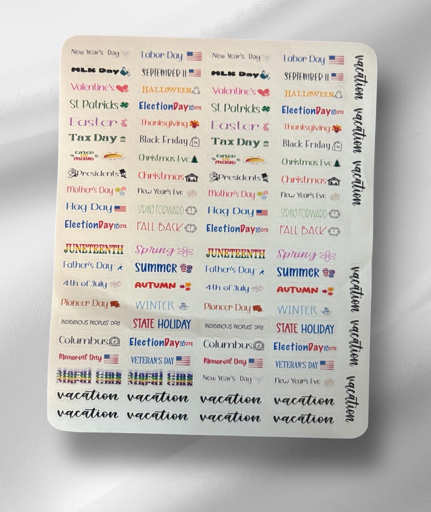 Planner Sticker Sheet US Holidays Plus