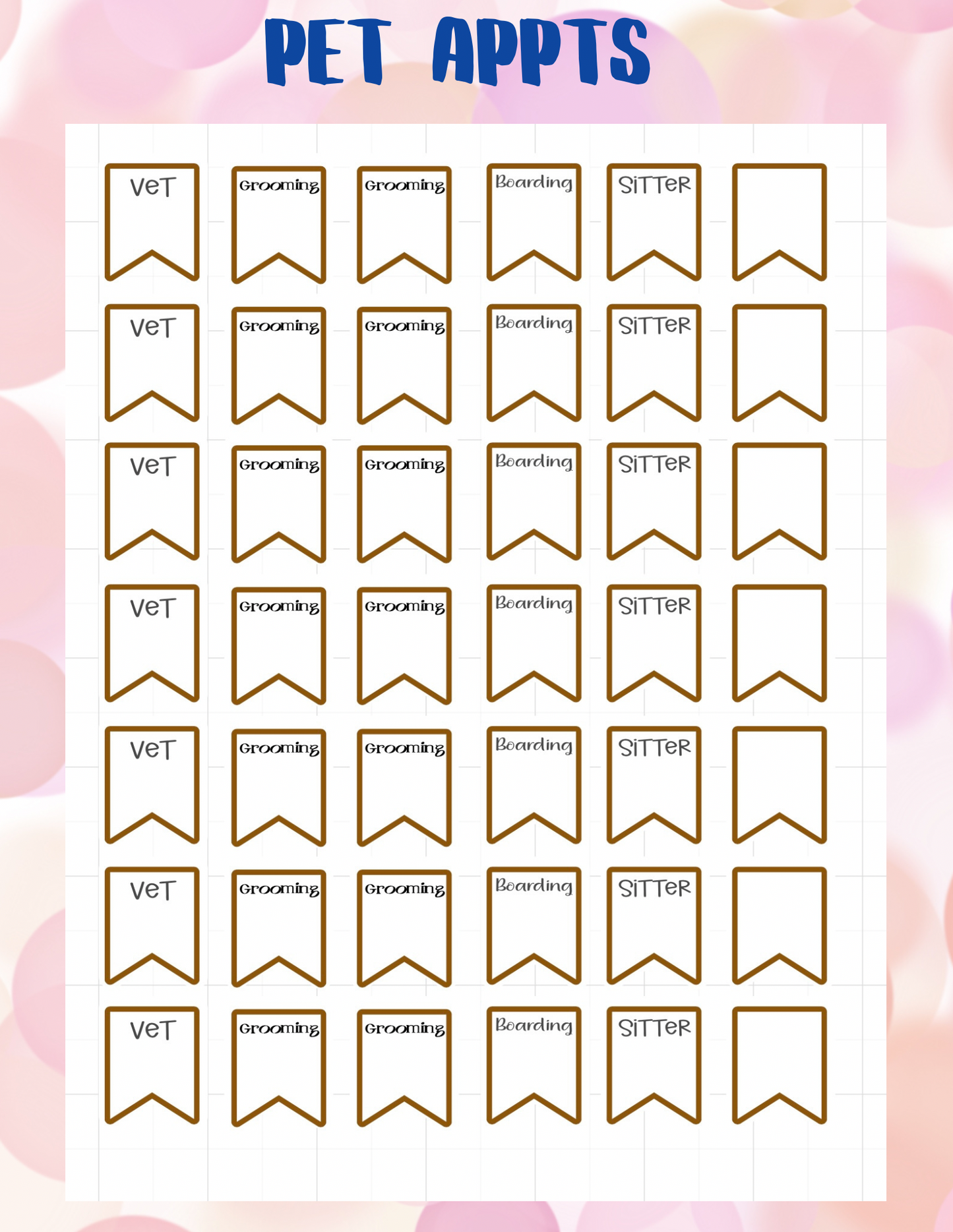 Planner Sticker Sheet Pet Appointments